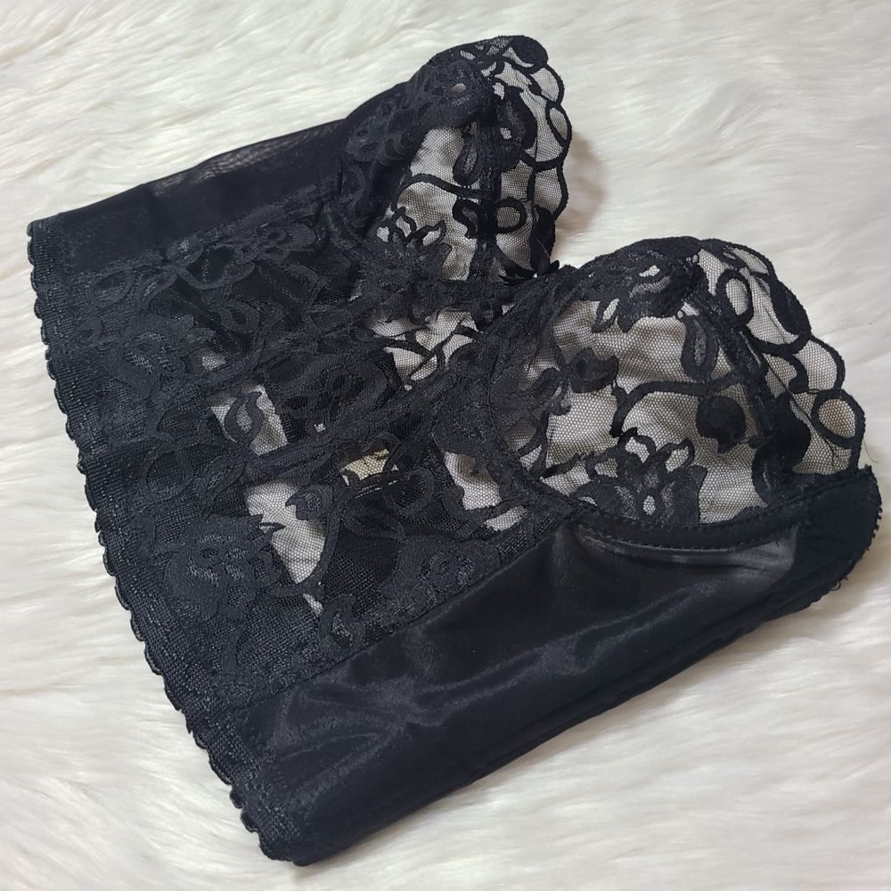 🔴SOLD🔴Vintage Victoria's Secret Gold Label Black Lace Bustier, 34C - Picture 4 of 14